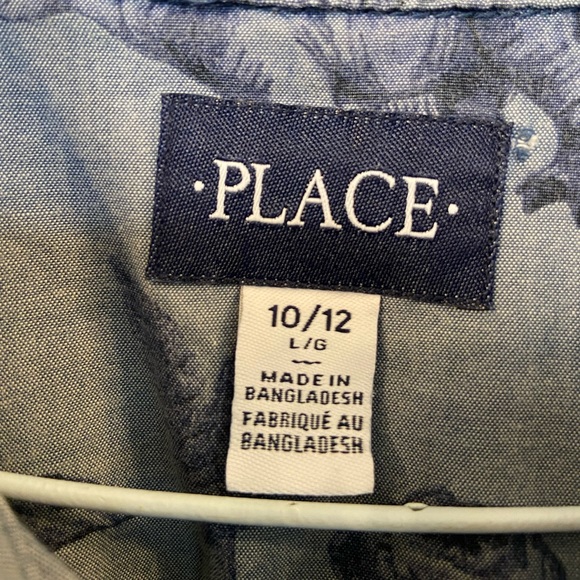 Dinosaur Button Down Shirt The Children’s Place size 10/12 - Picture 6 of 7